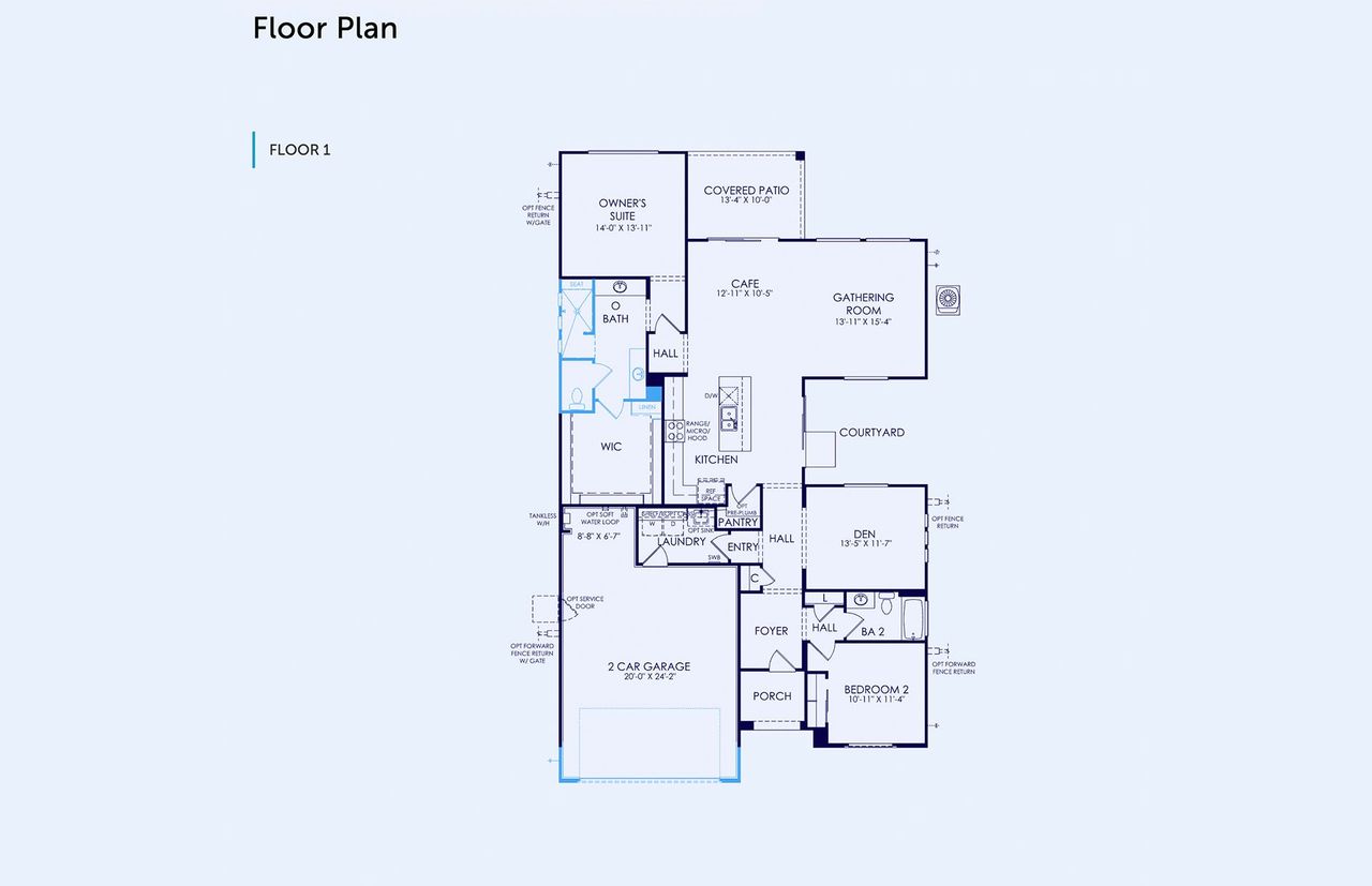 2D floor plan layout of this home in Sun City Anthem at Merrill Ranch, Florence, AZ (Image 2).