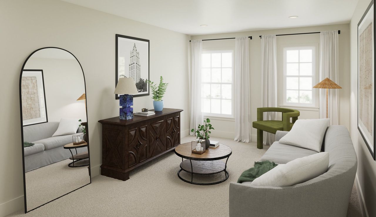 Representative furnished interior of a home built from the Hazel by Fischer Homes in Leeland Farms, Fuquay Varina (Image 2).