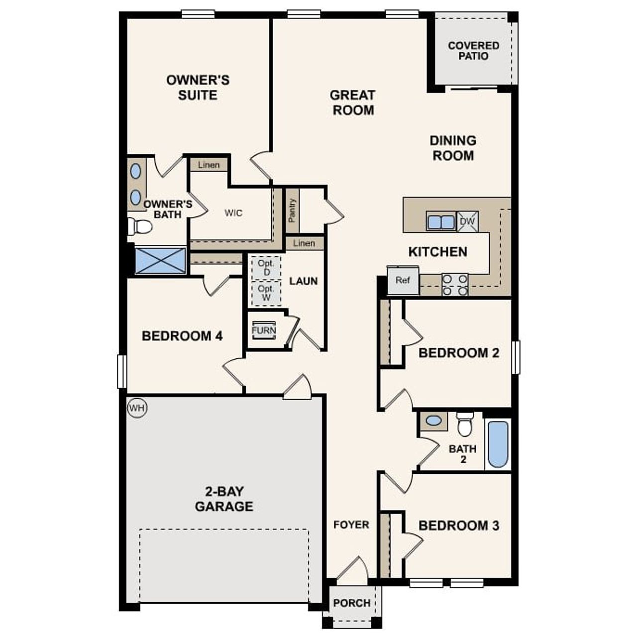 2D floor plan layout of this home in Vero Lake Estates, Vero Beach, FL (Image 2).