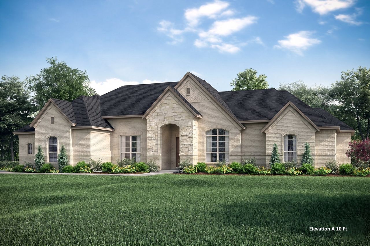Representative exterior photo of a completed home built from the Dublin by John Houston Homes in Hartson Estates - 1 Acre Lots, Midlothian, TX (Image 2).