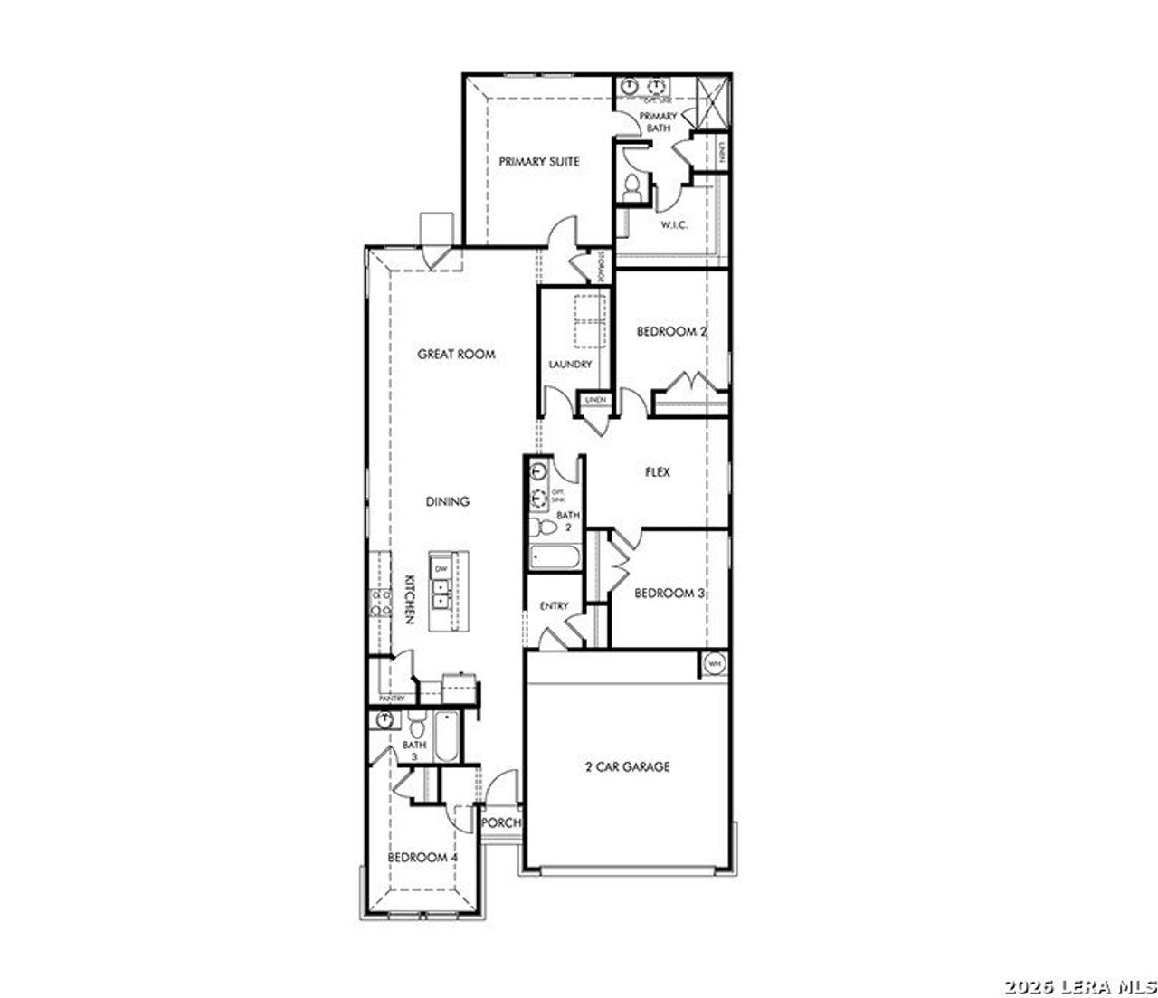 2D floor plan layout of this home in Thomas Pond, San Antonio, TX (Image 2).