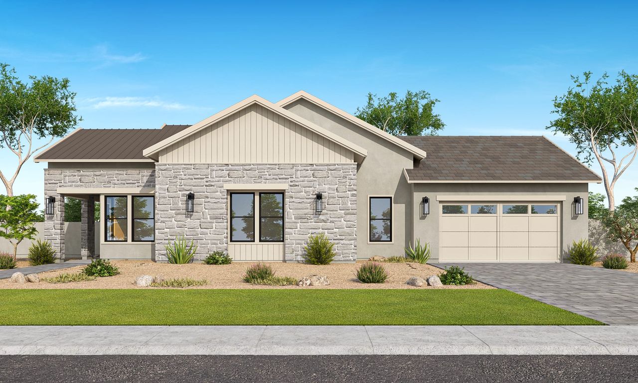 Representative exterior photo of a completed home built from the Camarillo Plan 7002 by Tri Pointe Homes in Lusitano, Gilbert, AZ (Image 2).