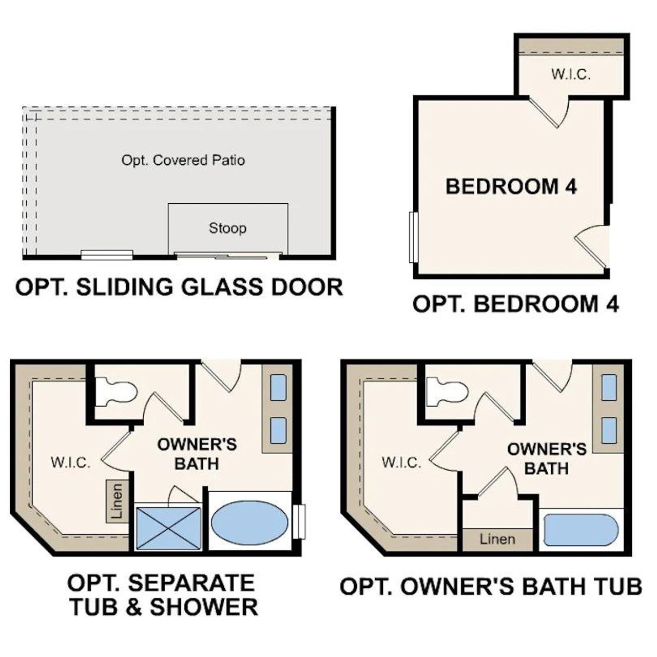 Explore these optional floor plan additions for enhanced living and relaxation spaces. Explore these optional floor plan additions for enhanced living and relaxation spaces.