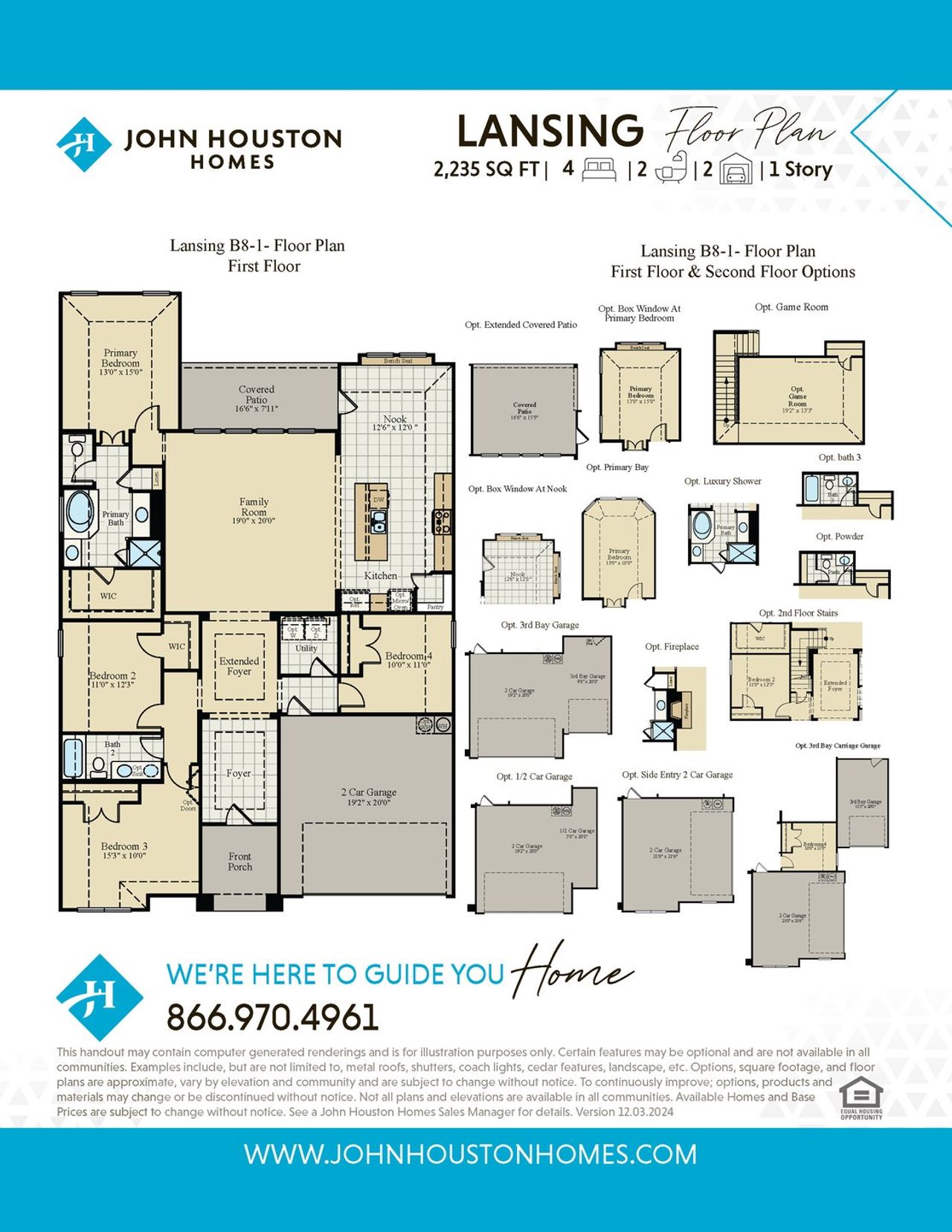 2D floor plan layout for the Lansing by John Houston Homes in Hayes Crossing, Midlothian, TX (Image 2).