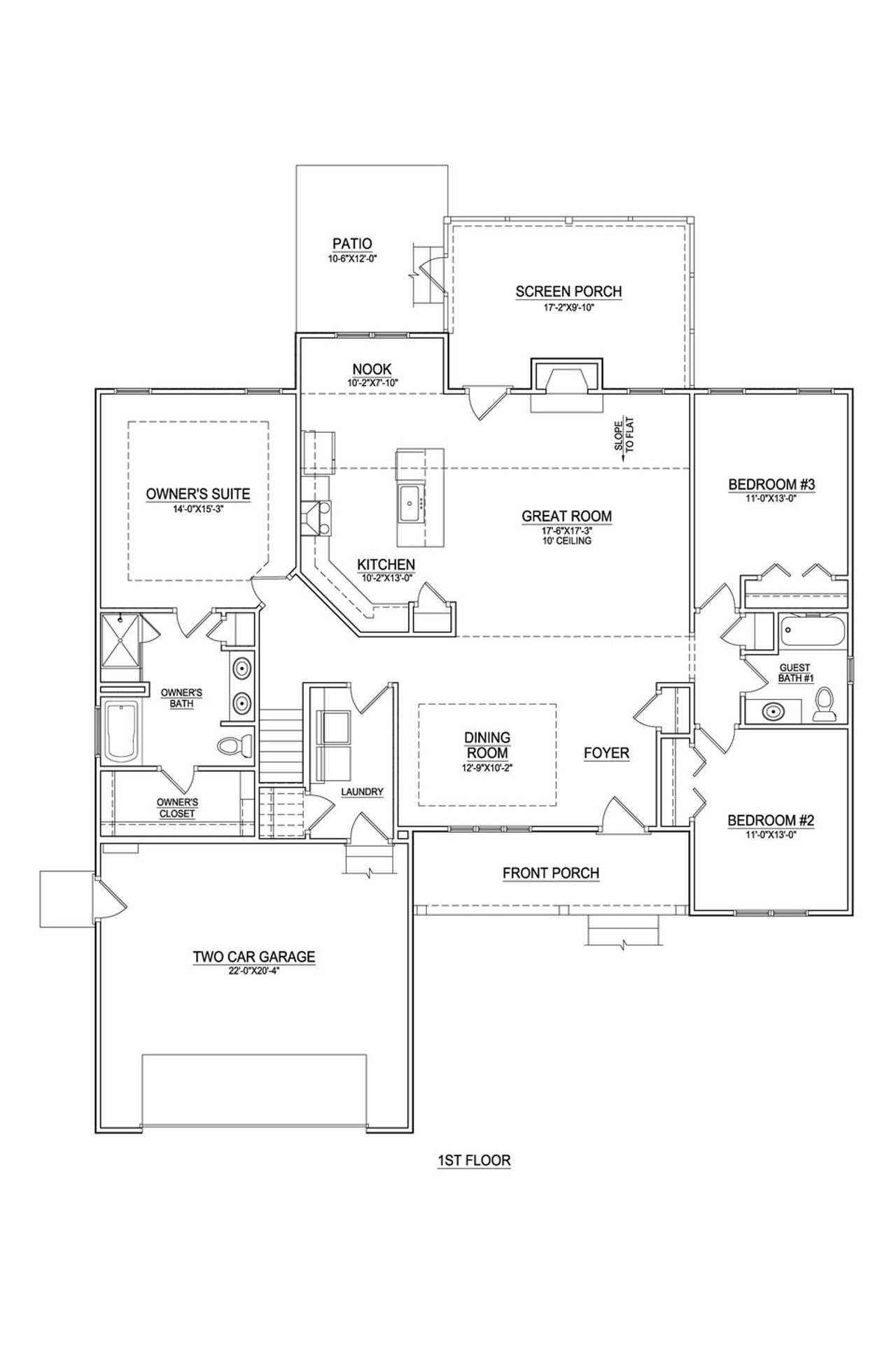 2D floor plan layout of this home in Laurel Oaks, Greenville, NC (Image 2).