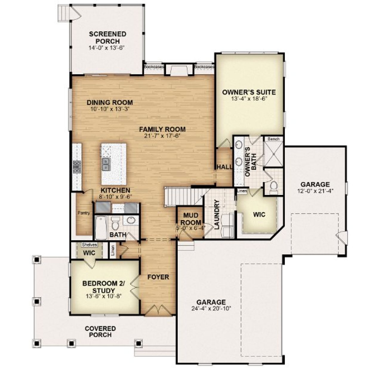 2D floor plan layout for the Salem by Gemstone Homes in McLaurin Farms, Fuquay Varina, NC (Image 2).