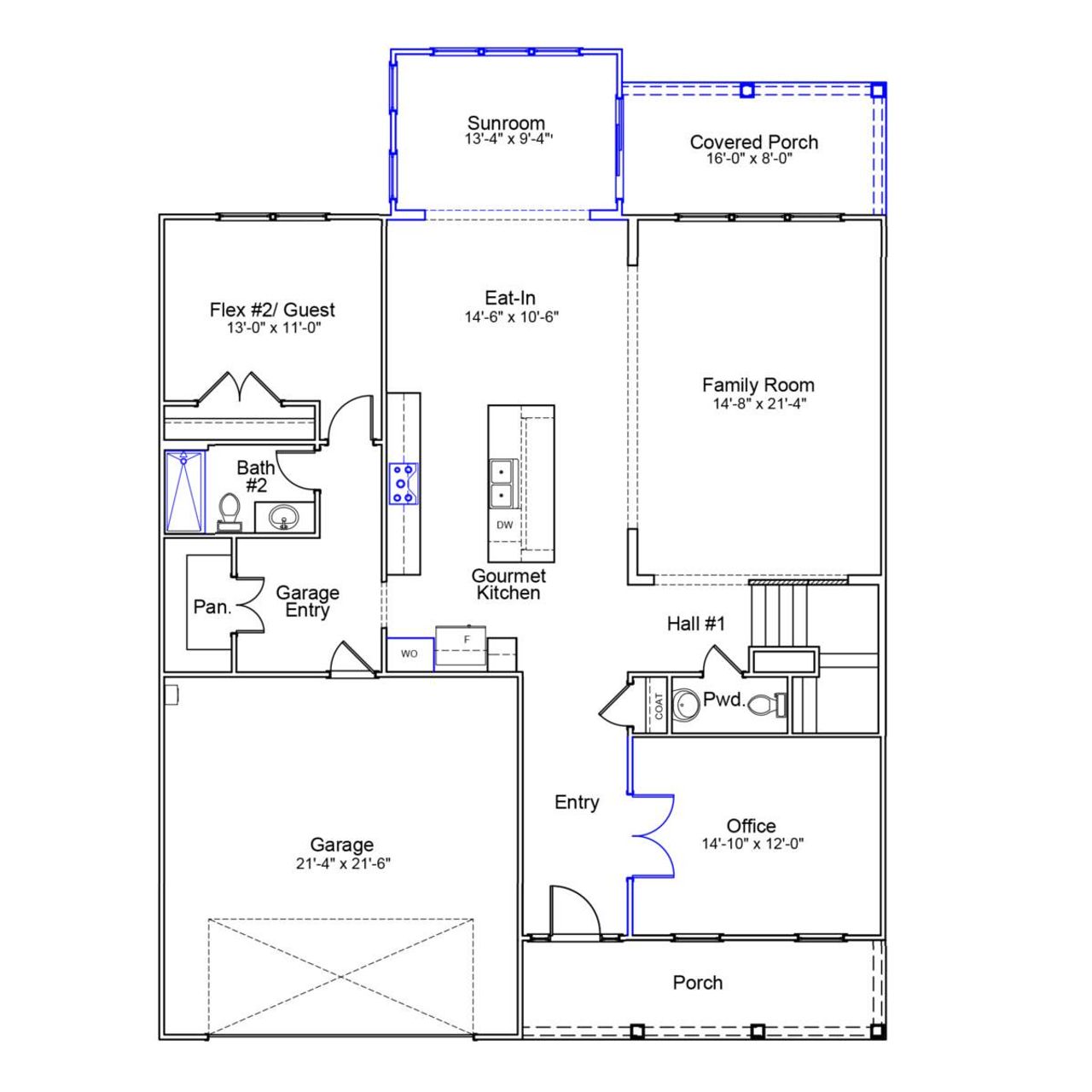 2D floor plan layout of this home in Cottages at Lake Emory, Inman, SC (Image 2). 2D floor plan layout of this home in Cottages at Lake Emory, Inman, SC (Image 2).