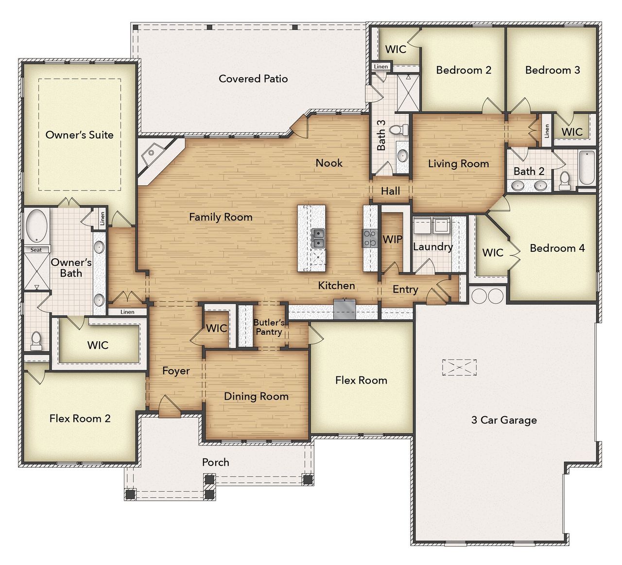 2D floor plan layout of this home in Creekview Addition, Van Alstyne, TX (Image 2).