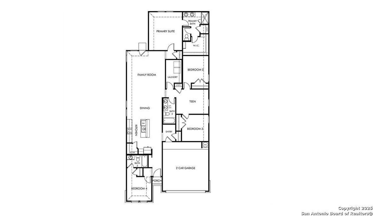 2D floor plan layout of this home in Lark Canyon, New Braunfels, TX (Image 2).