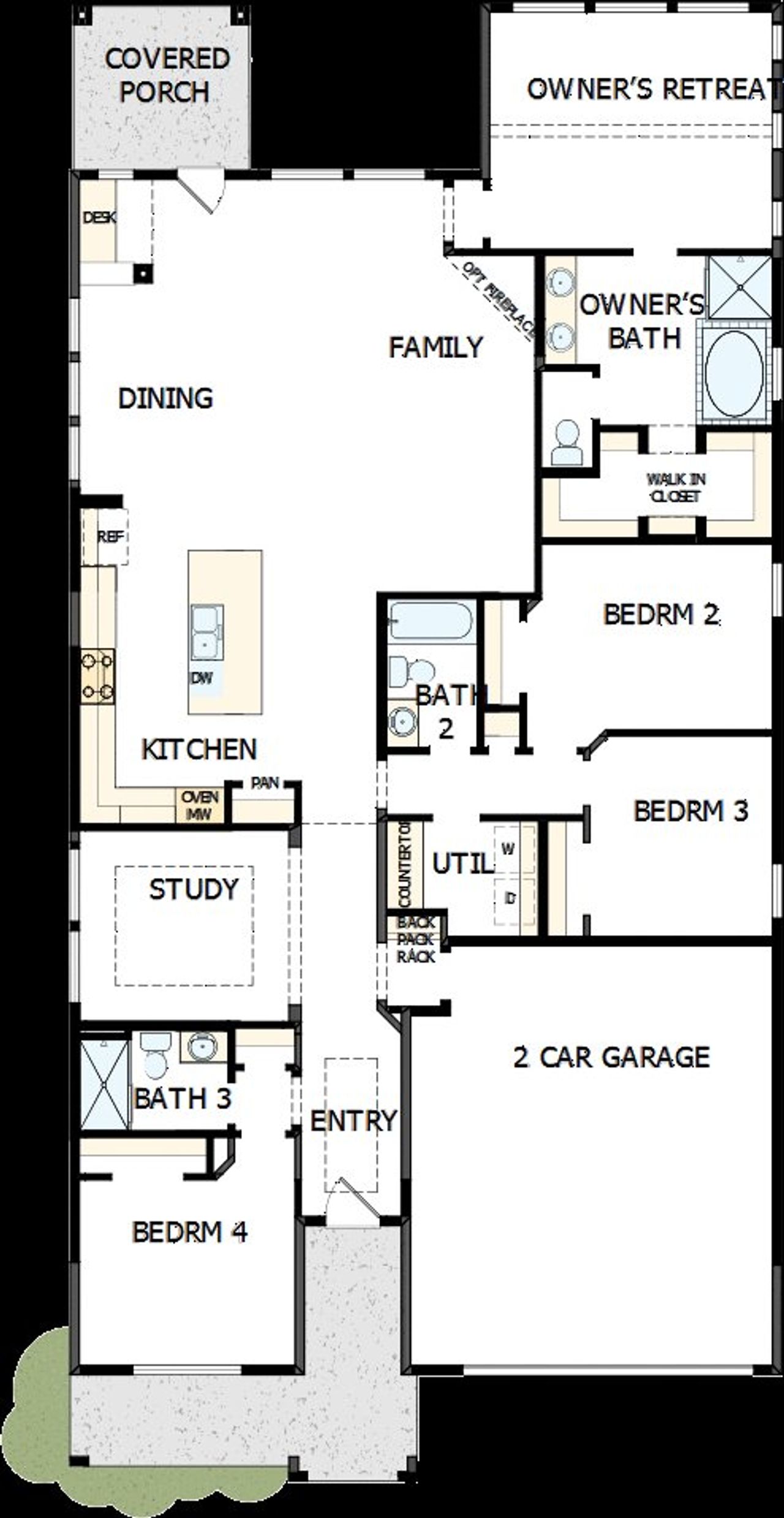 2D floor plan layout of this home in Goodland – Classic Series, Grand Prairie, TX (Image 2). 2D floor plan layout of this home in Goodland – Classic Series, Grand Prairie, TX (Image 2).