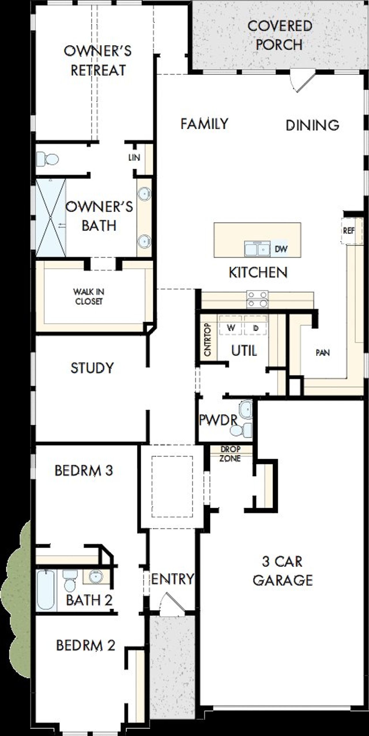 2D floor plan layout of this home in The Highlands Encore - Tranquil Collection, Porter, TX (Image 2).