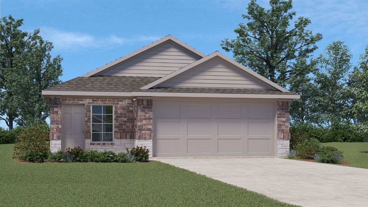 Representative exterior photo of a completed home built from the Diana by D.R. Horton in Emberly, Beasley, TX (Image 2). Representative exterior photo of a completed home built from the Diana by D.R. Horton in Emberly, Beasley, TX (Image 2).