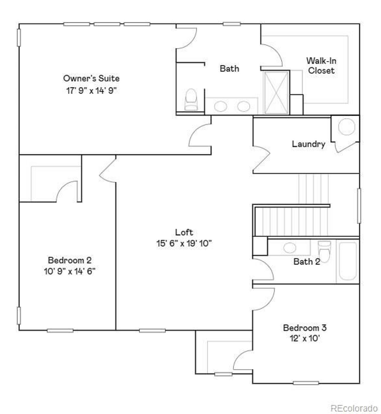 2D floor plan layout of this home in Eastcreek Farm, Thornton, CO (Image 2).