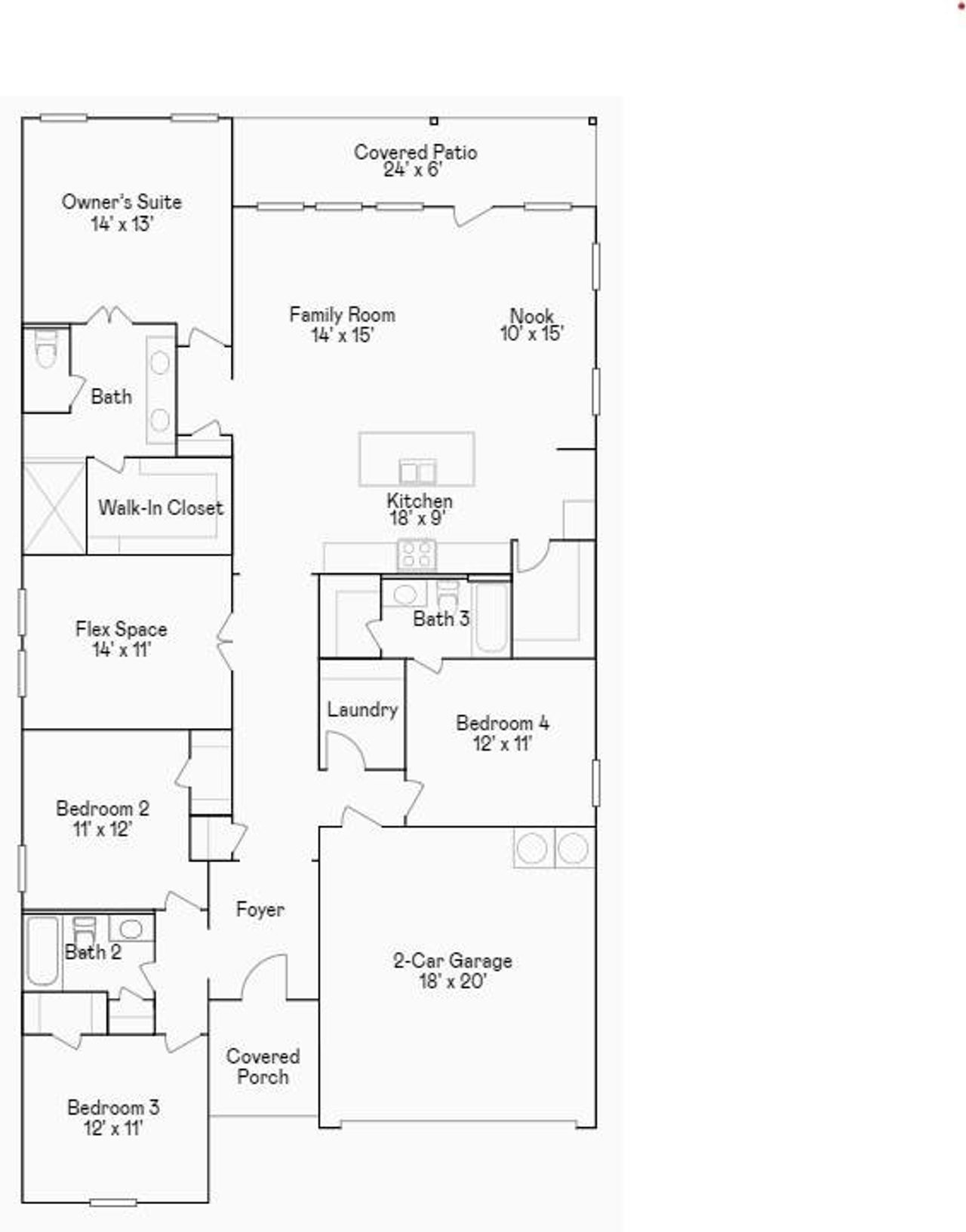 2D floor plan layout of this home in The Grand Prairie, Hockley, TX (Image 2).