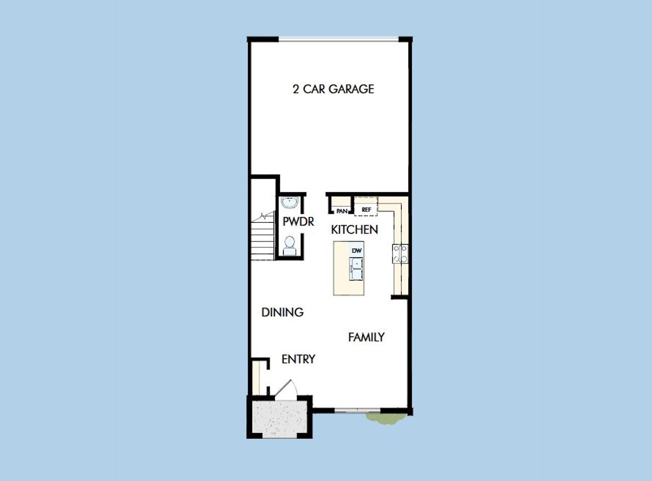 2D floor plan layout for the The Amesbury by David Weekley Homes in Palmeras at Crossprairie – The Palms Collection, St. Cloud, FL (Image 2).
