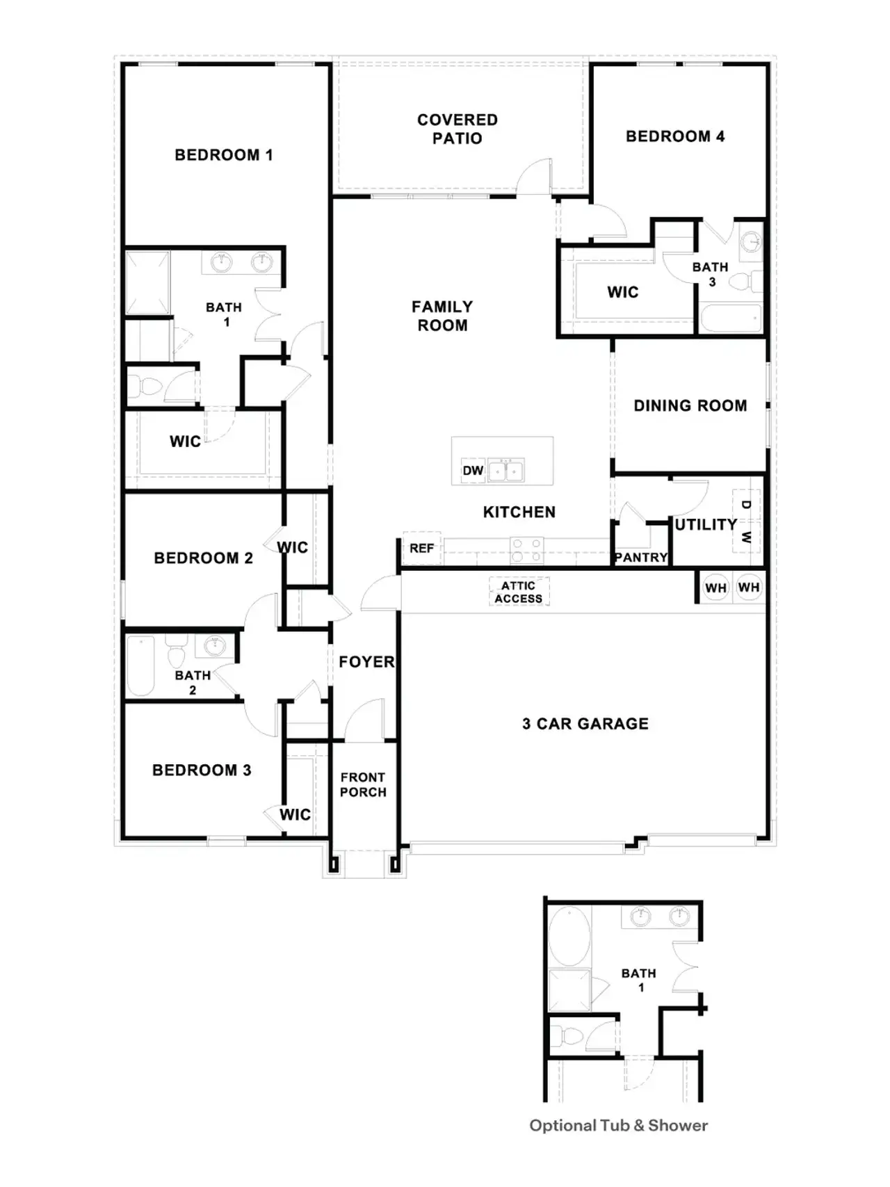 2D floor plan layout of this home in Trails of Windcrest, Fredericksburg, TX (Image 2).