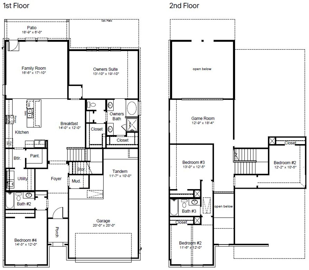 2D floor plan layout of this home in Cordova Crossing, Seguin, TX (Image 2).