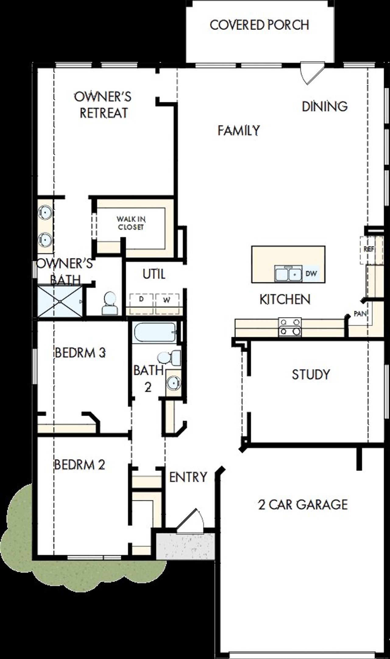 2D floor plan layout of this home in The Colony, Bastrop, TX (Image 2).