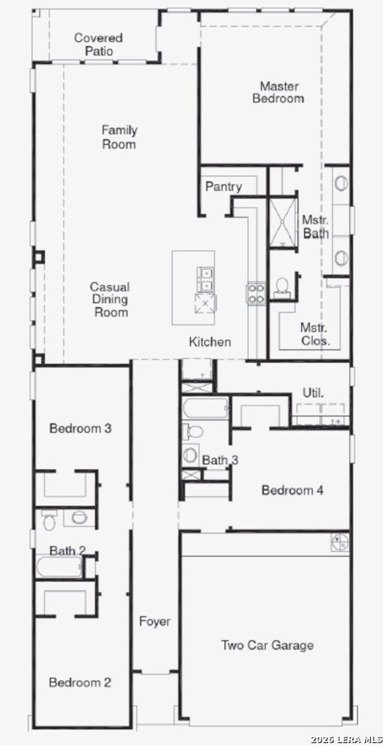 2D floor plan layout of this home in Sunflower Ridge, New Braunfels, TX (Image 2).