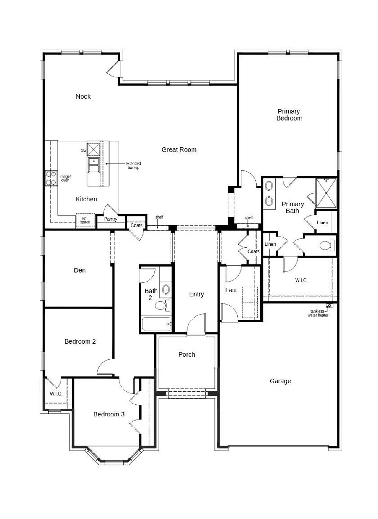 2D floor plan layout of this home in The Preserve Estates, Justin, TX (Image 2).