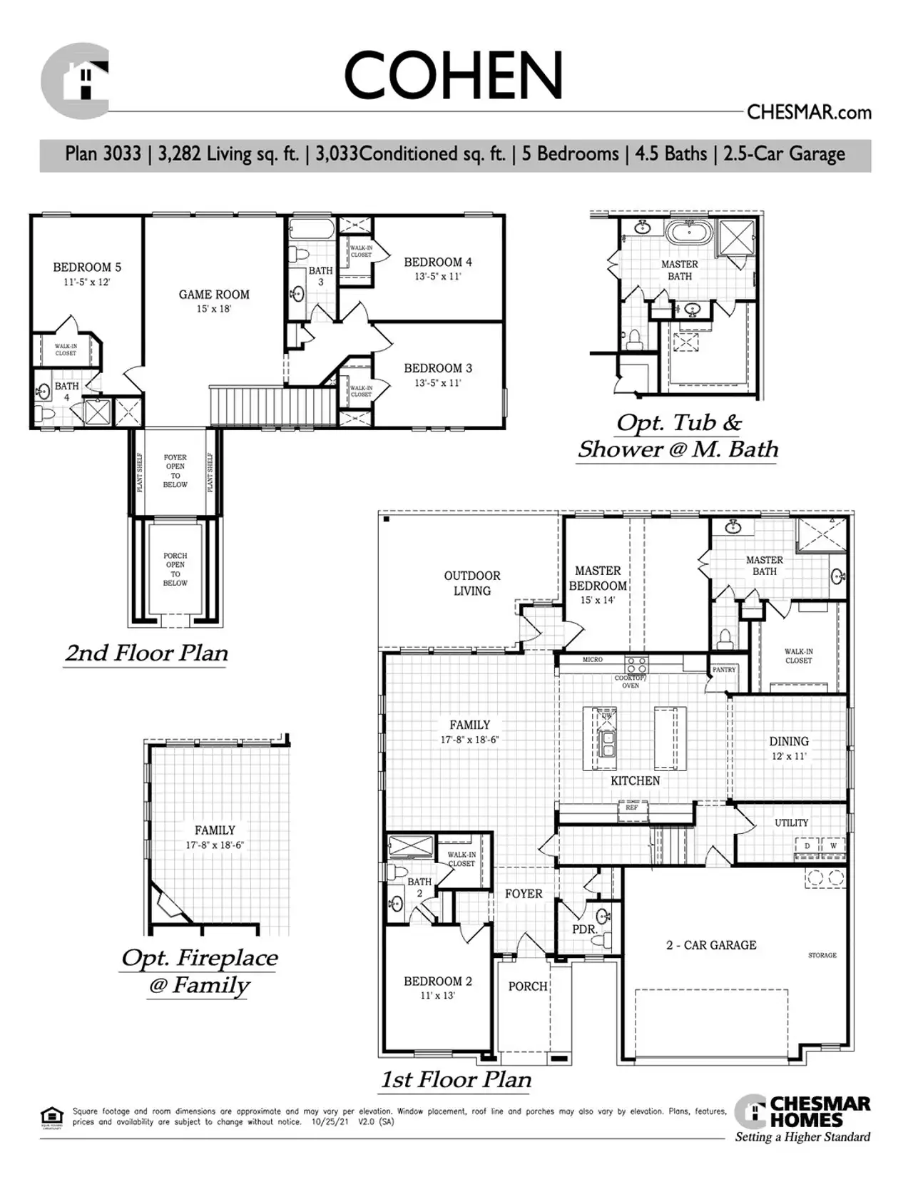 2D floor plan layout for the Cohen by Chesmar Homes in The Reserve at Potranco Oaks, Castroville, TX (Image 2).
