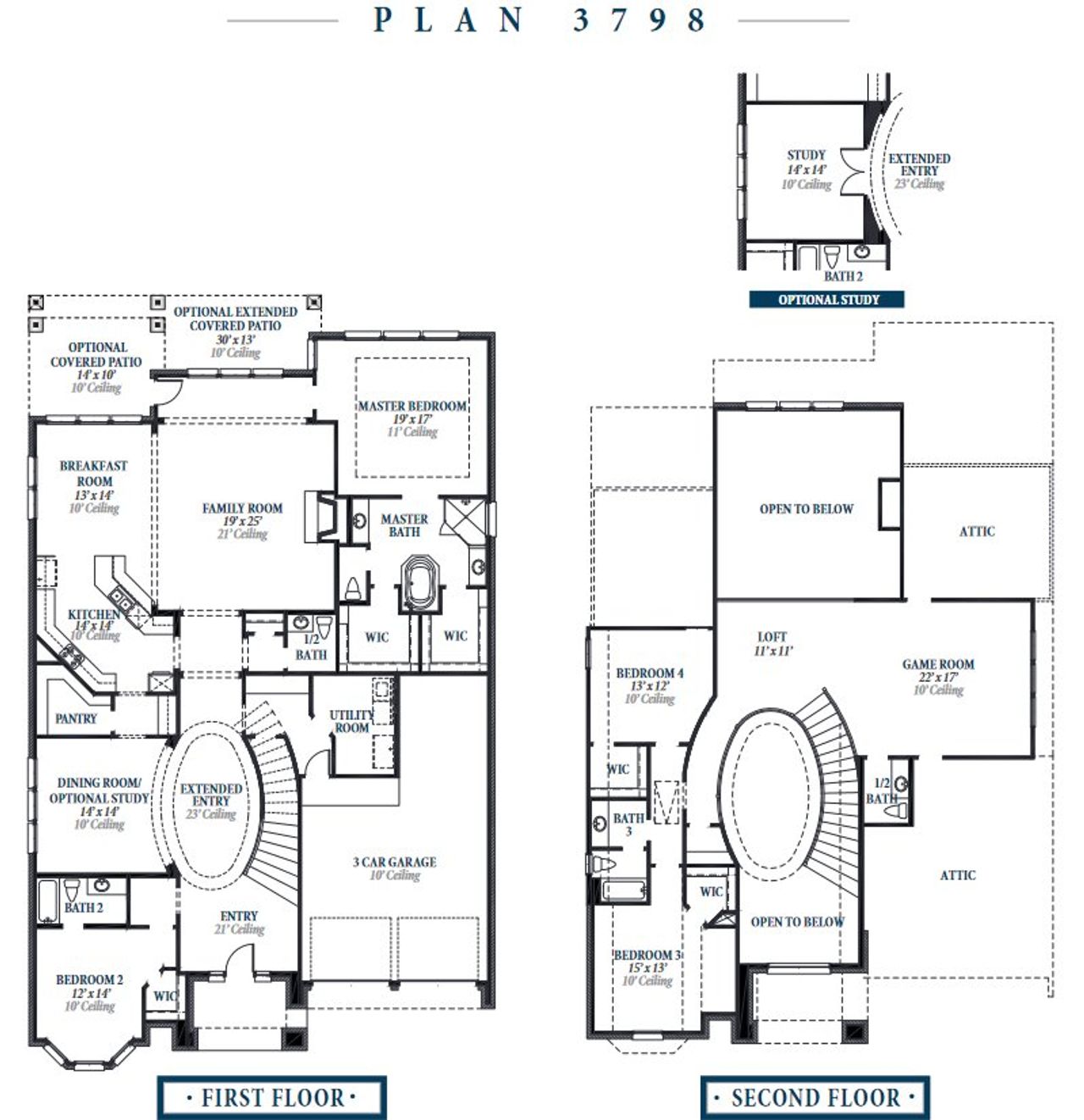 2D floor plan layout for the Plan 3798 by Ravenna Homes in Bridgeland 60′, Cypress, TX (Image 2). 2D floor plan layout for the Plan 3798 by Ravenna Homes in Bridgeland 60′, Cypress, TX (Image 2).
