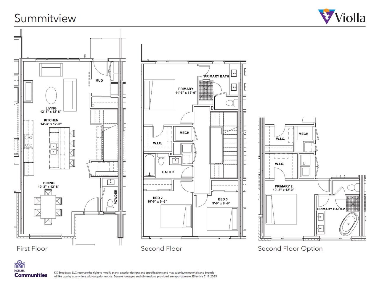 2D floor plan layout for the Plan 2 by Koelbel and Company in Violla, Boulder, CO (Image 2).