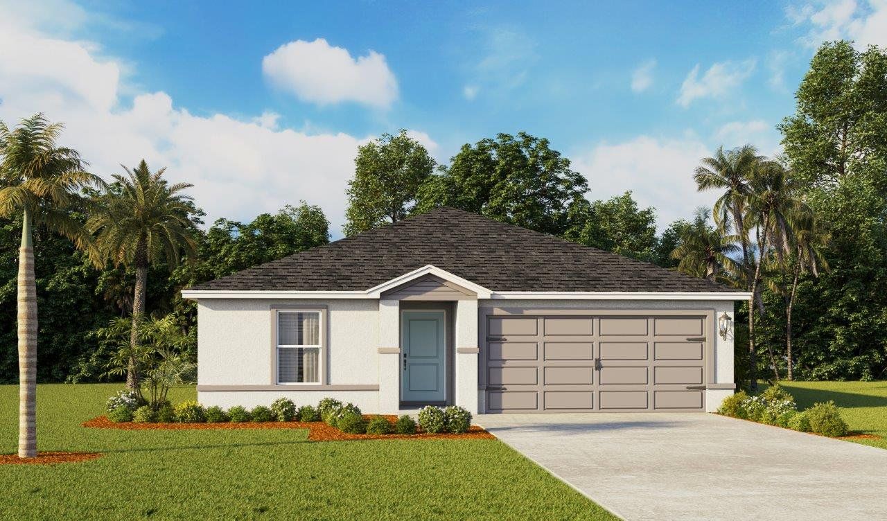 Front exterior of a new home in Magnolia Pointe, Umatilla, FL, highlighting curb appeal (Image 2).