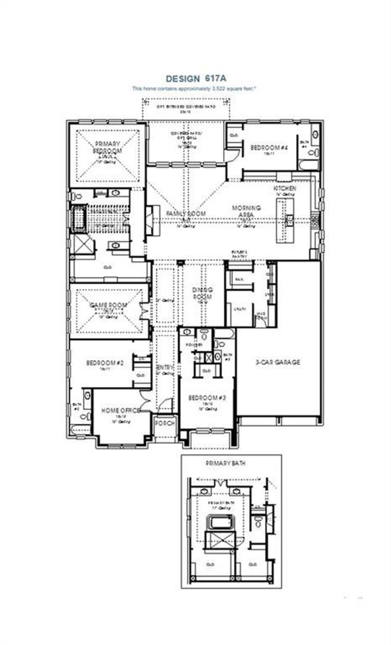 2D floor plan layout of this home in Star Trail 76', Prosper, TX (Image 2).