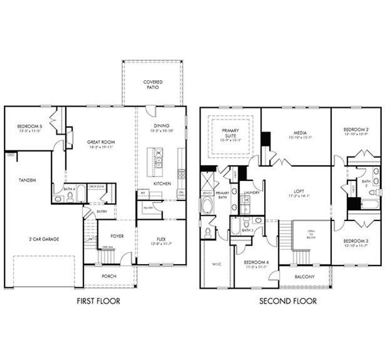2D floor plan layout of this home in Vines at Mill Creek - Legacy Series, Braselton, GA (Image 2).
