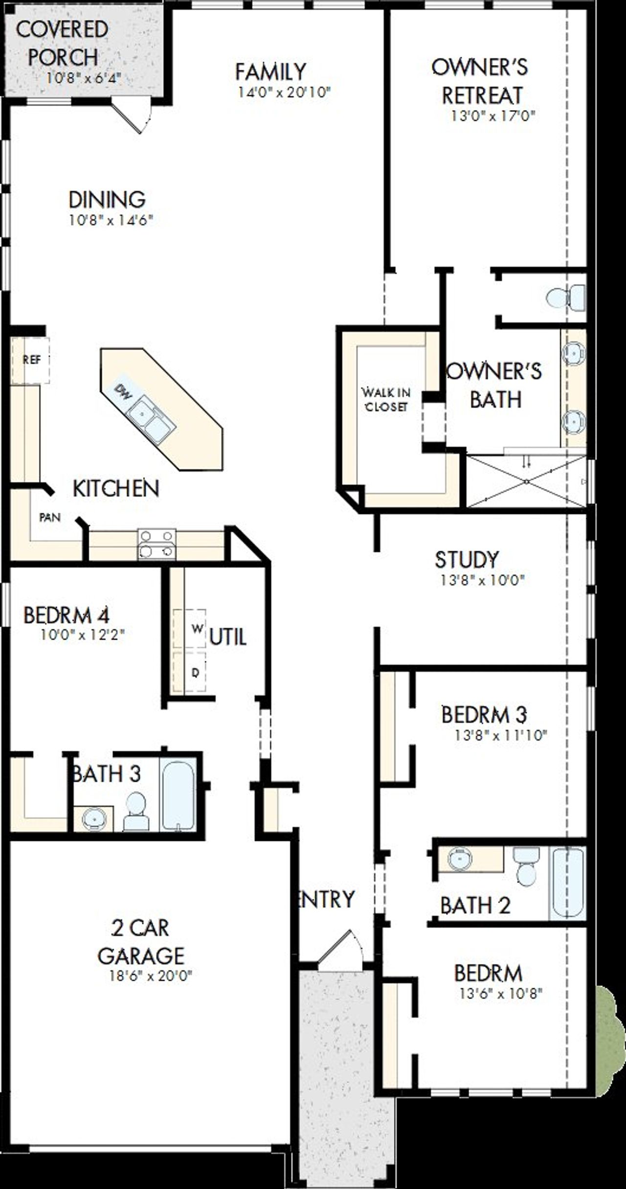 2D floor plan layout of this home in Meyer Ranch – Select Reserve Series, New Braunfels, TX (Image 2). 2D floor plan layout of this home in Meyer Ranch – Select Reserve Series, New Braunfels, TX (Image 2).