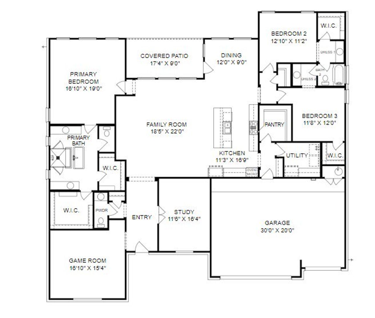 2D floor plan layout for the Emerald by Giddens Homes in Riverstone, Georgetown, TX (Image 2). 2D floor plan layout for the Emerald by Giddens Homes in Riverstone, Georgetown, TX (Image 2).