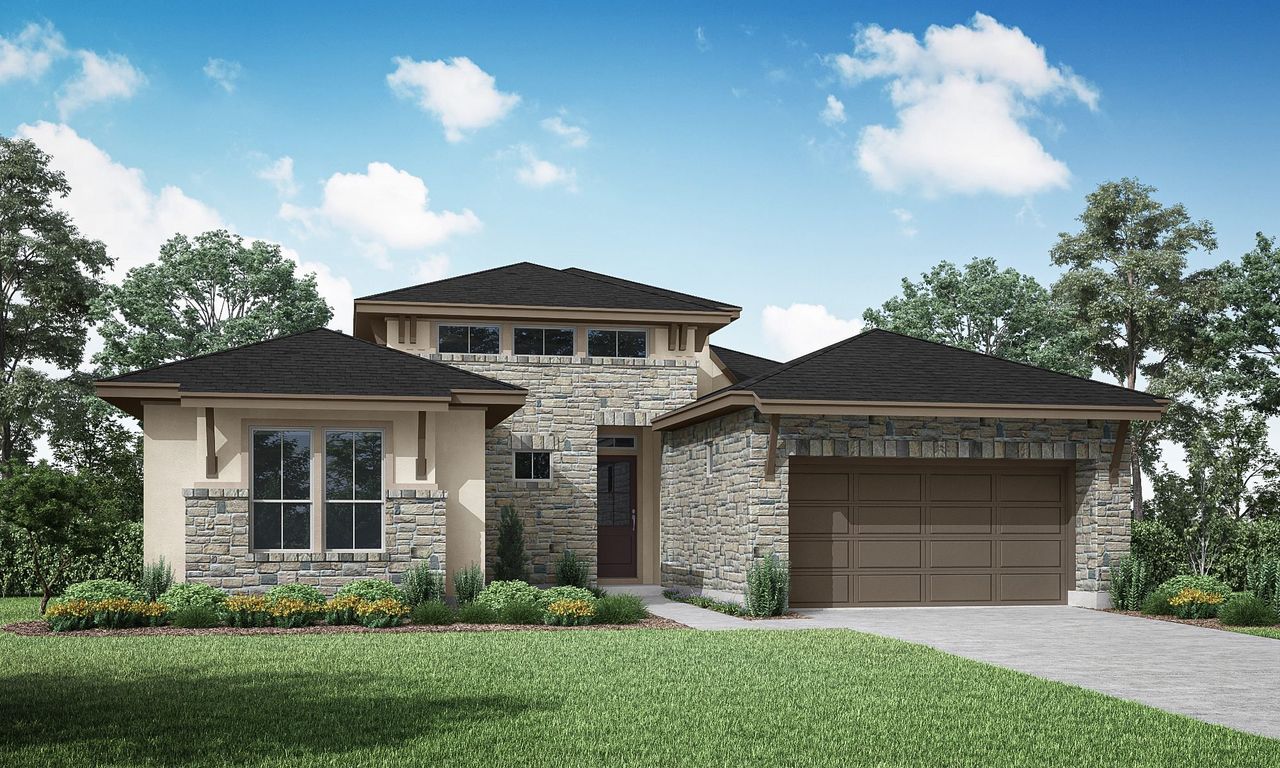 Representative exterior photo of a completed home built from the Arezzo by Sitterle Homes in Audubon 60’s, Magnolia, TX (Image 2). Representative exterior photo of a completed home built from the Arezzo by Sitterle Homes in Audubon 60’s, Magnolia, TX (Image 2).