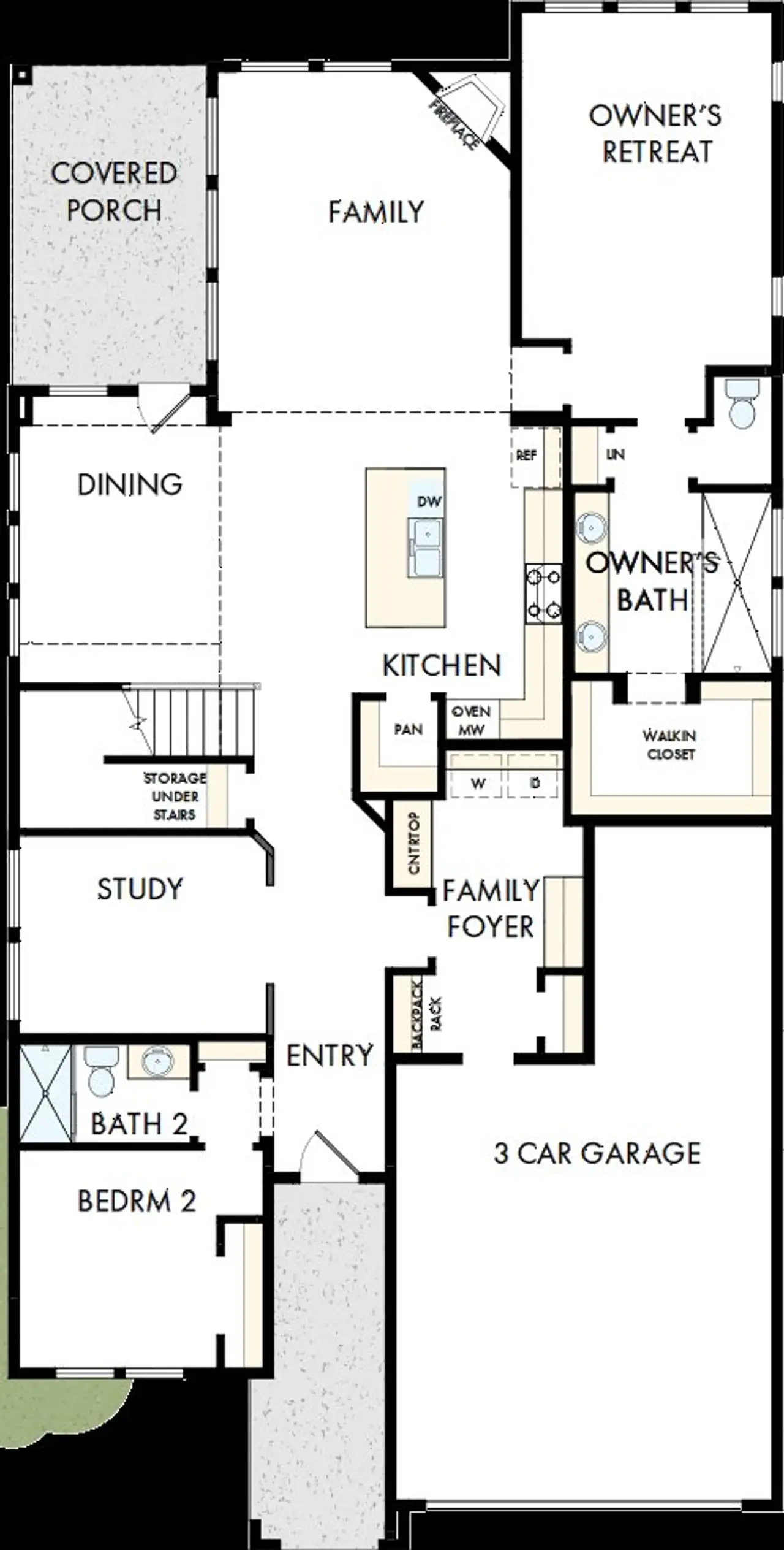 2D floor plan layout of this home in Pecan Square - Gardens, Northlake, TX (Image 2).