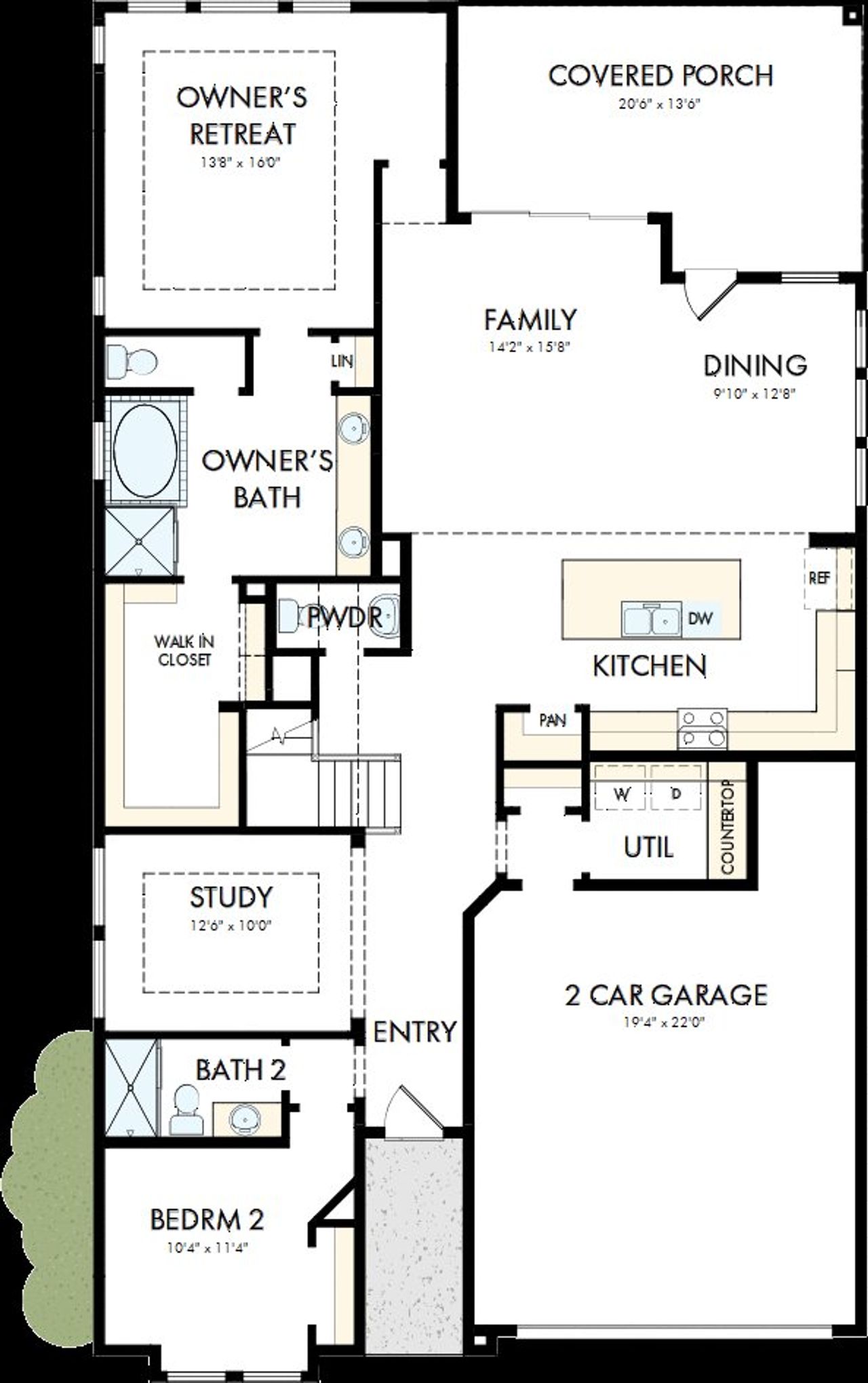 2D floor plan layout of this home in Headwaters 50' - Executive Series, Dripping Springs, TX (Image 2).