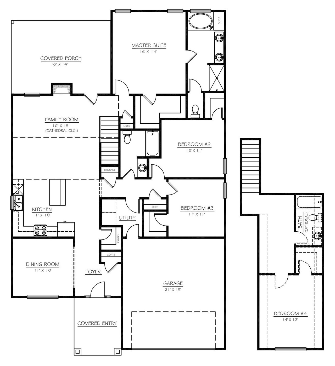2D floor plan layout of this home in Shadowood, Seneca, SC (Image 2).