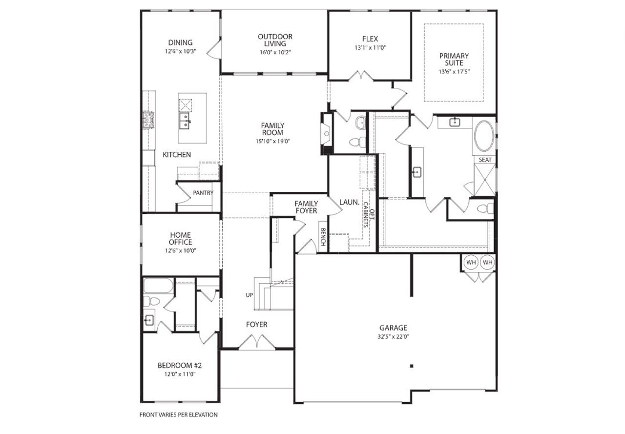 2D floor plan layout for the Kenton by Drees Custom Homes in Clara Vista, Kyle, TX (Image 2). 2D floor plan layout for the Kenton by Drees Custom Homes in Clara Vista, Kyle, TX (Image 2).