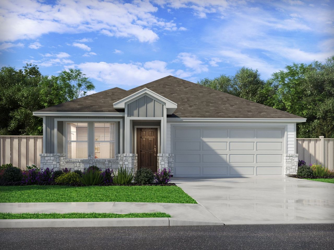 Representative exterior photo of a completed home built from the The Briscoe (820) by Meritage Homes in Creekfall, Burnet, TX (Image 2). Representative exterior photo of a completed home built from the The Briscoe (820) by Meritage Homes in Creekfall, Burnet, TX (Image 2).