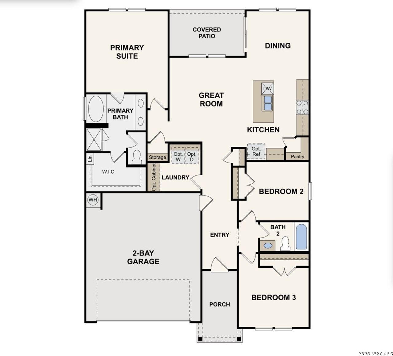 2D floor plan layout of this home in Cinco Lakes, San Antonio, TX (Image 2).
