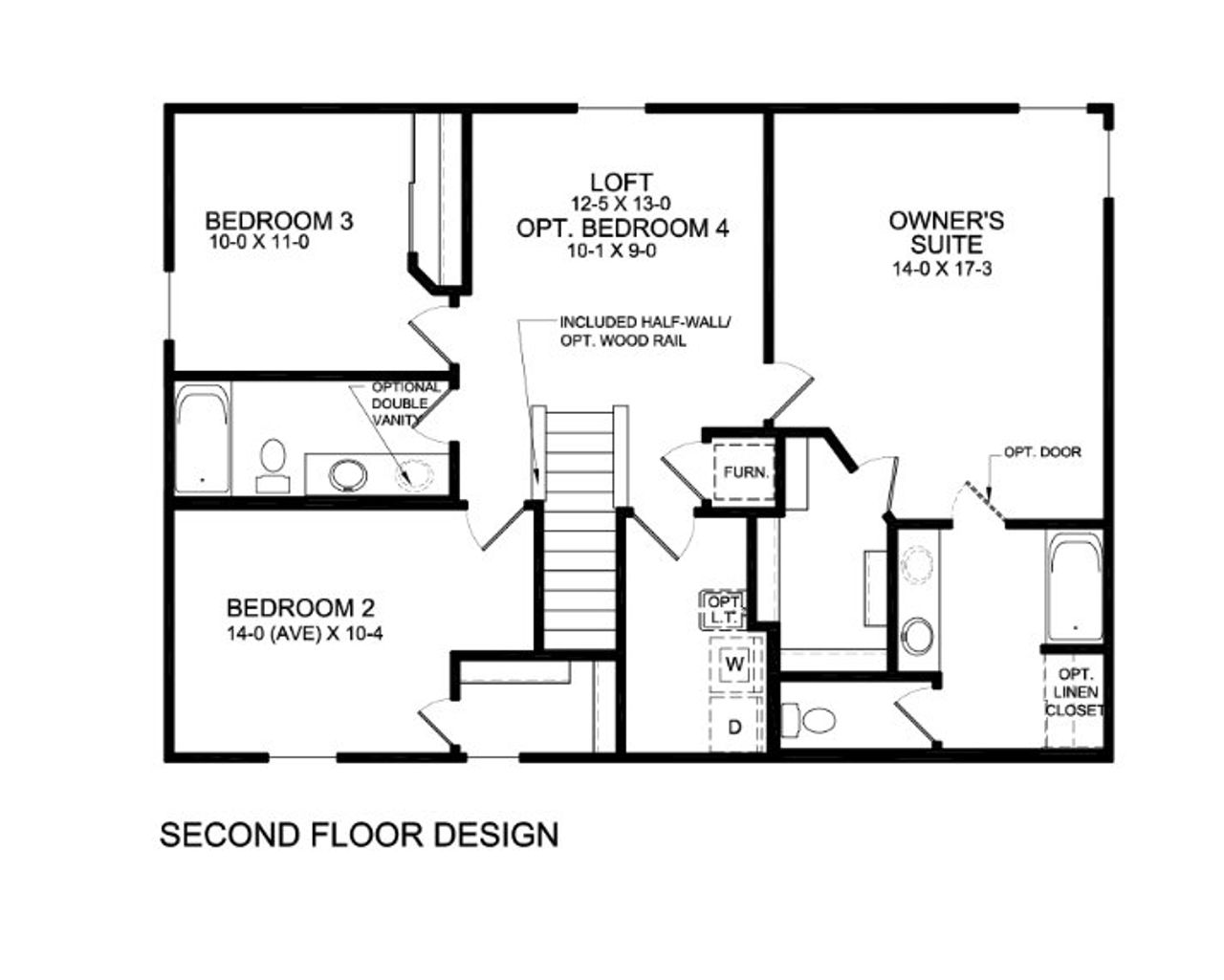 2D floor plan layout for the Greenbriar by Fischer Homes in Cherry Glen, Euharlee, GA (Image 2).