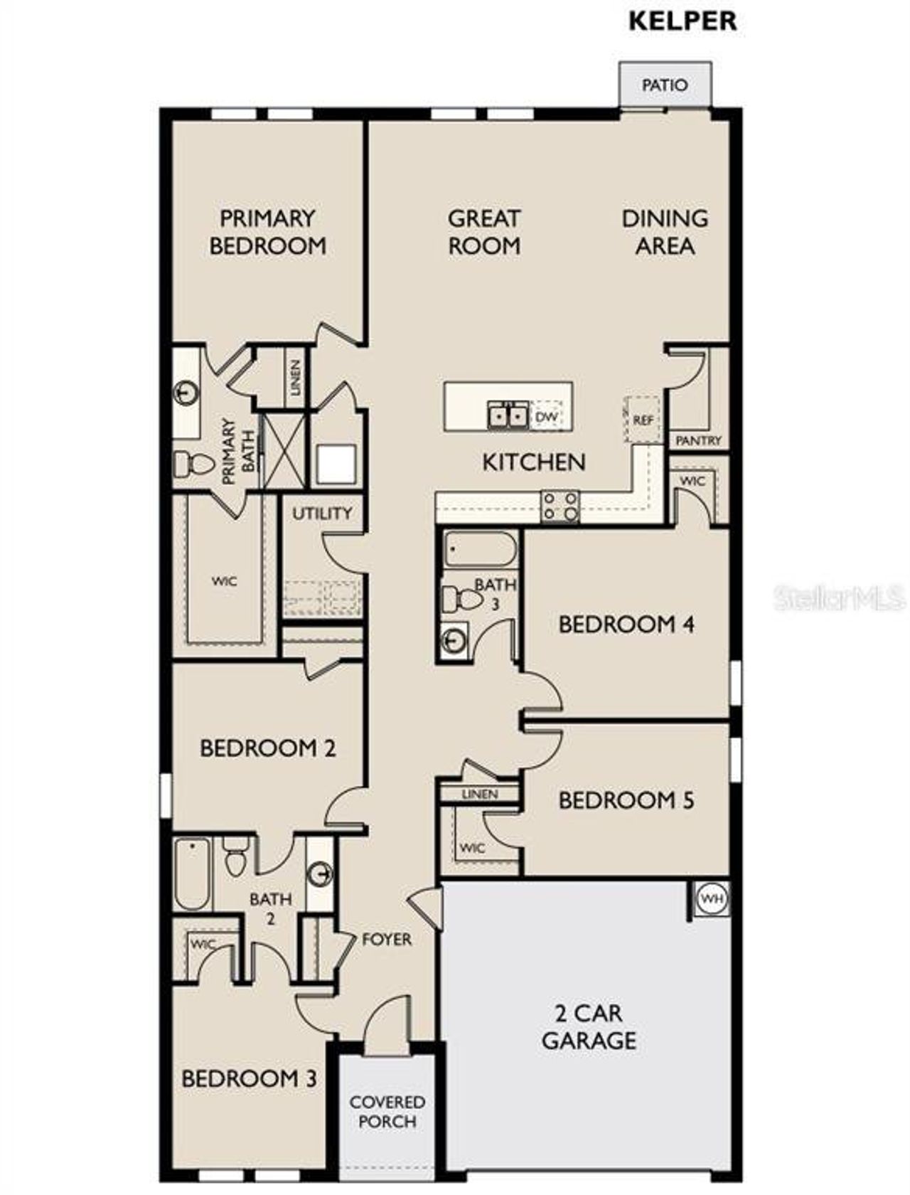 2D floor plan layout of this home in Oakfield Lakes, Parrish, FL (Image 2).