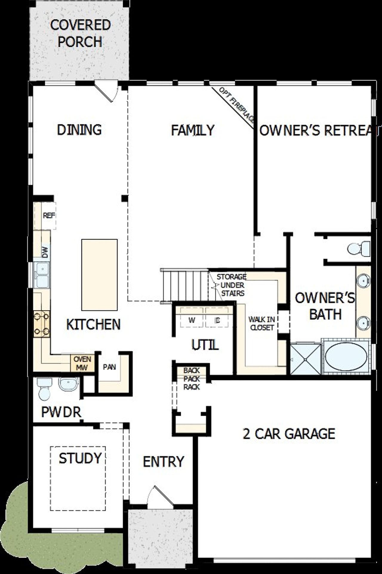 2D floor plan layout of this home in Monterra - Gardens, Fate, TX (Image 2).