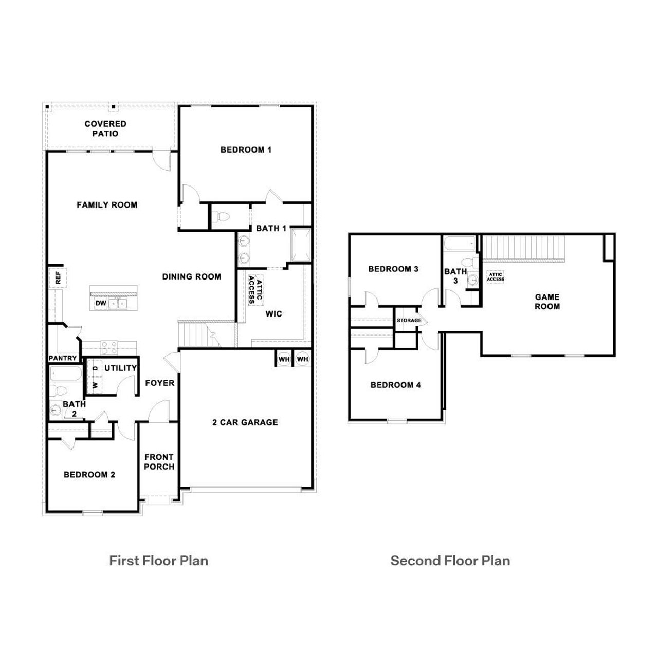 2D floor plan layout of this home in Rosenbusch Ranch, Leander, TX (Image 2).