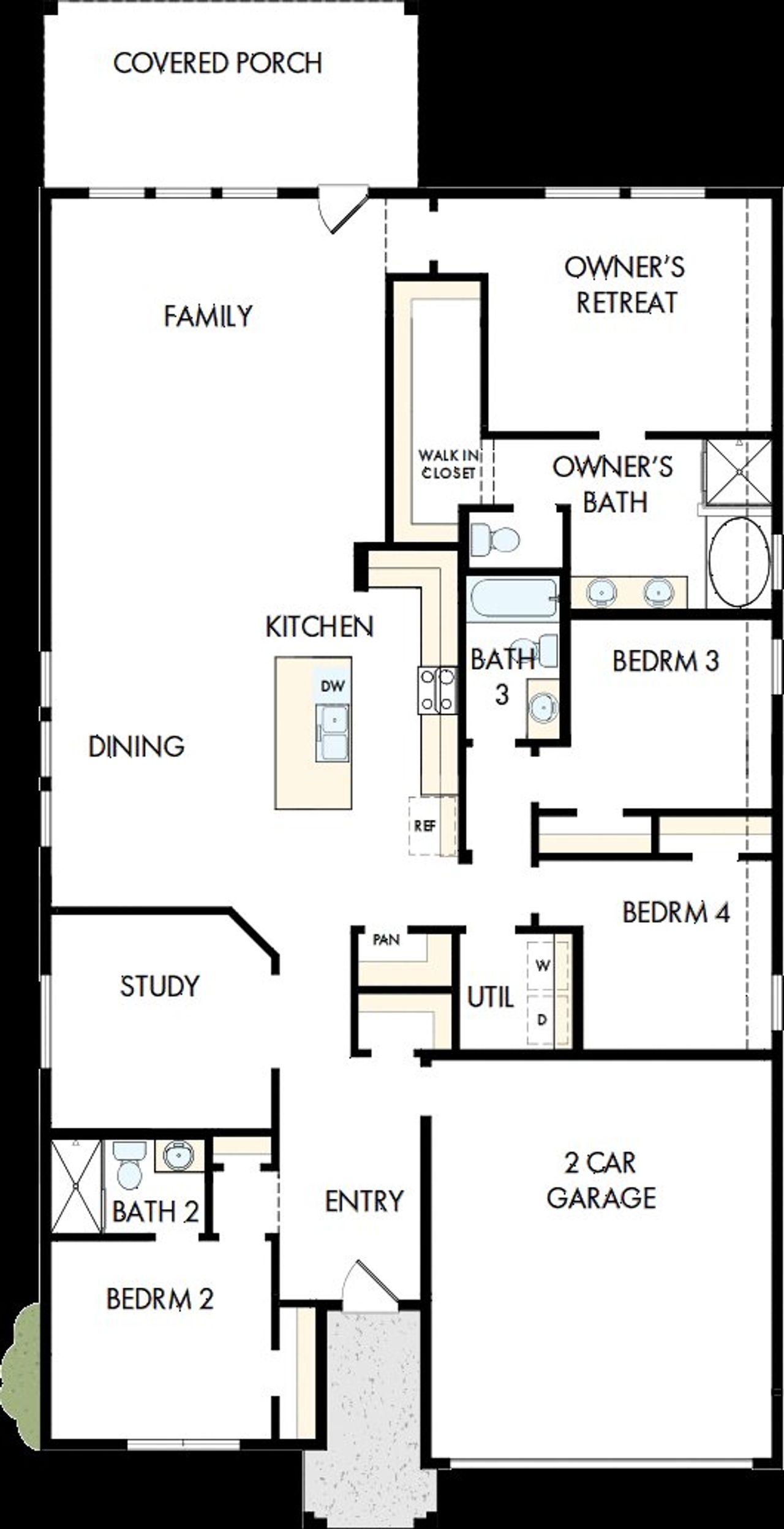 2D floor plan layout of this home in Beacon Point at Lago Mar 50’ Homesites, Texas City, TX (Image 2).