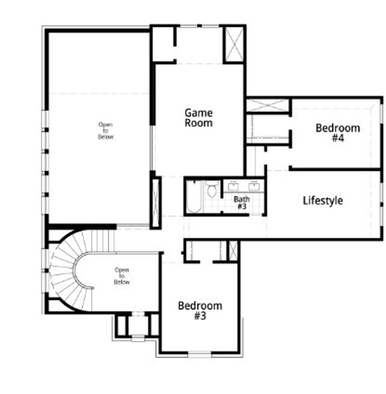 2D floor plan layout for the Regis Plan by Highland Homes in Broken Oak, Georgetown, TX (Image 2).