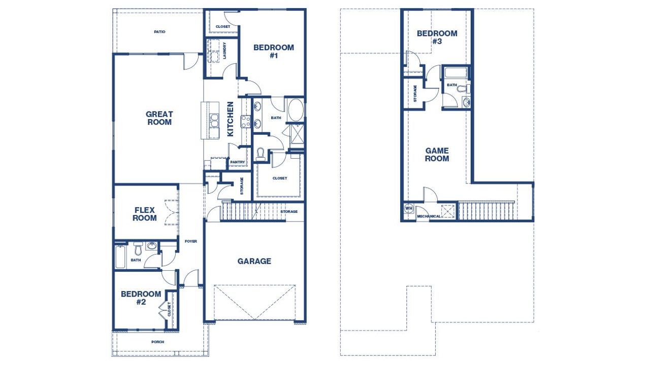 2D floor plan layout of this home in Oak Ridge Meadows - Active Adult, Locust Grove, GA (Image 2).
