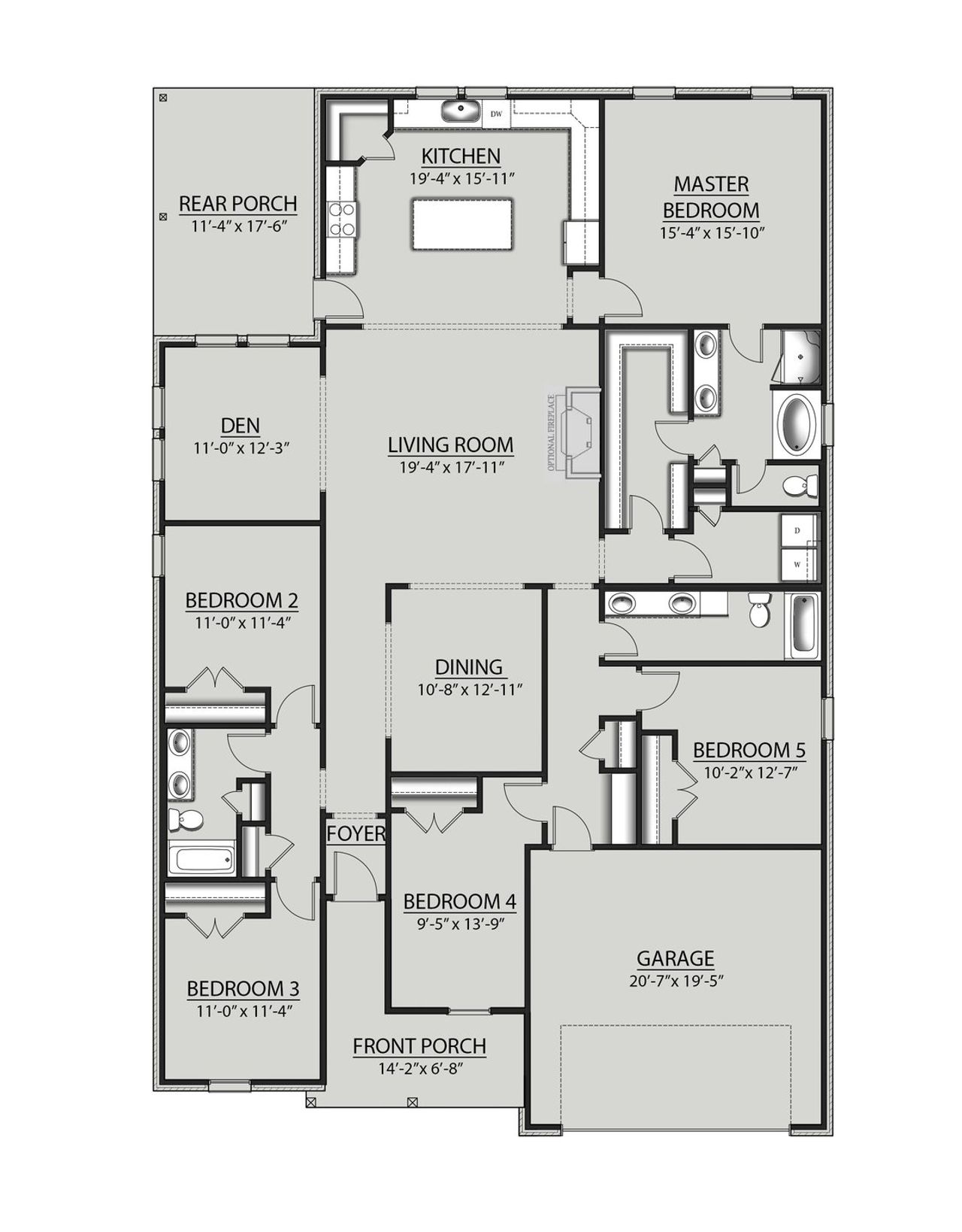 2D floor plan layout for the Hickory III H by DSLD Homes in Natureview, Freeport, FL (Image 2).