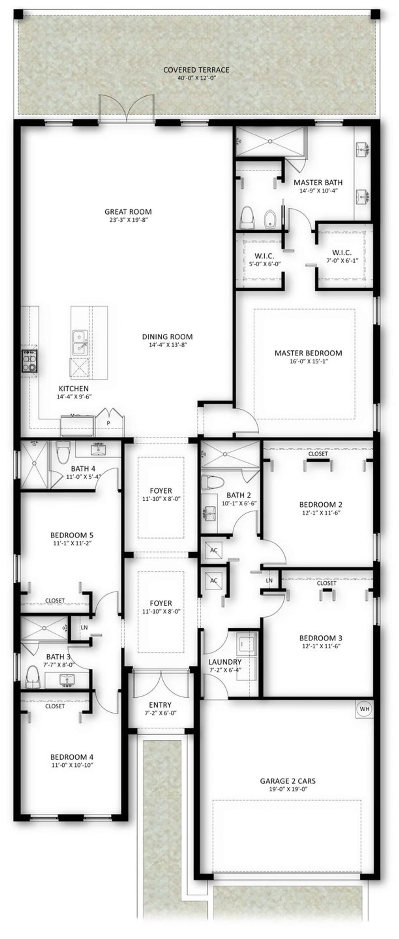 2D floor plan layout for the Diana by Century Homebuilders Group in Century Heights, Miami, FL (Image 2). 2D floor plan layout for the Diana by Century Homebuilders Group in Century Heights, Miami, FL (Image 2).