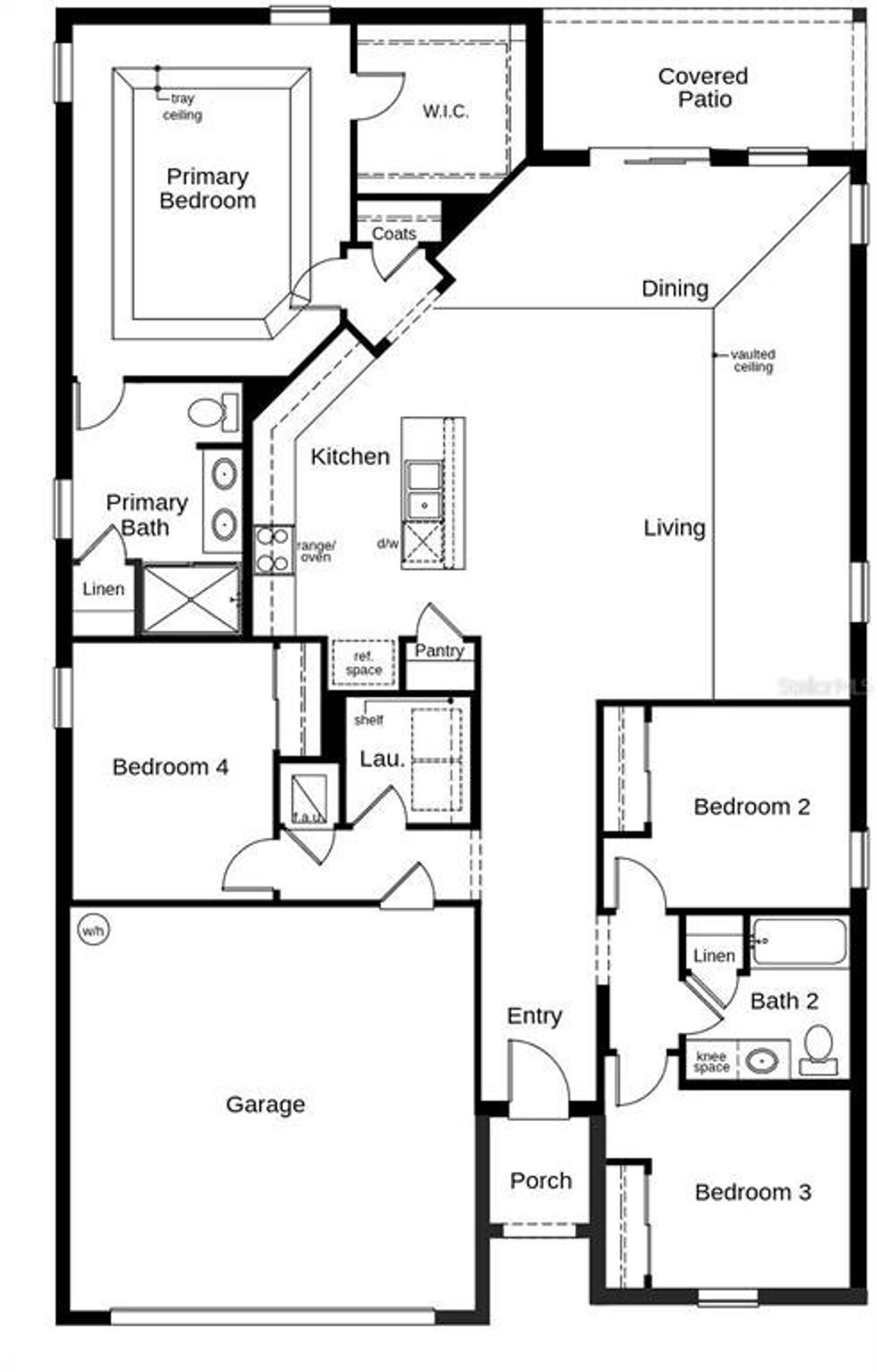 2D floor plan layout of this home in Landings at Lake Mabel Loop, Dundee, FL (Image 2).