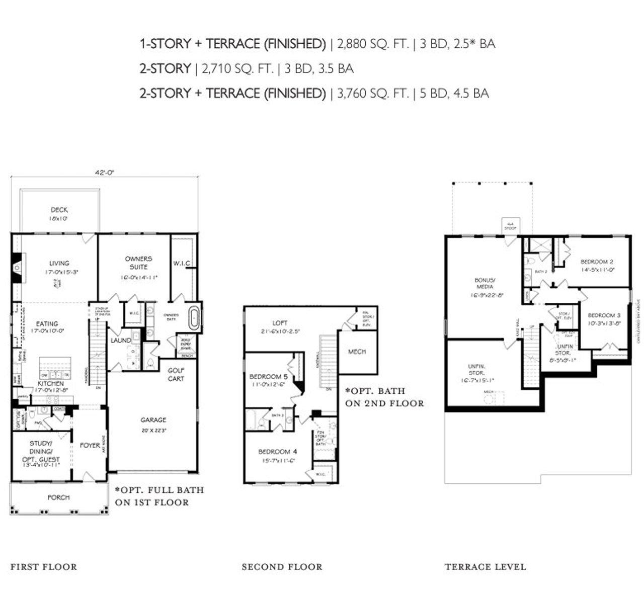 2D floor plan layout for the The Greenwood by JW Collection in Lakeside at River Green, Canton, GA (Image 2).